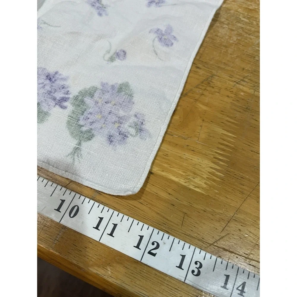 Vintage Kreier Linen Tea Towel‎ Violet Purple Flowers Wall Hanging 16x11 1/2
